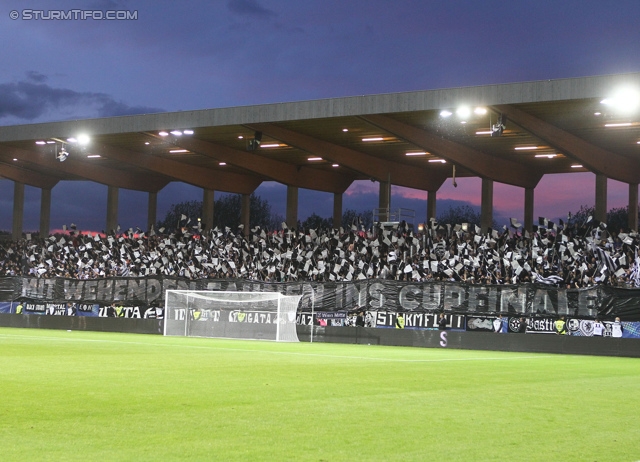 St. Poelten - Sturm Graz
OEFB Cup, Halbfinale, SKN St. Poelten - SK Sturm Graz, Arena St. Poelten, 07.05.2014. 

Foto zeigt Fans von Sturm mit einer Choreografie
