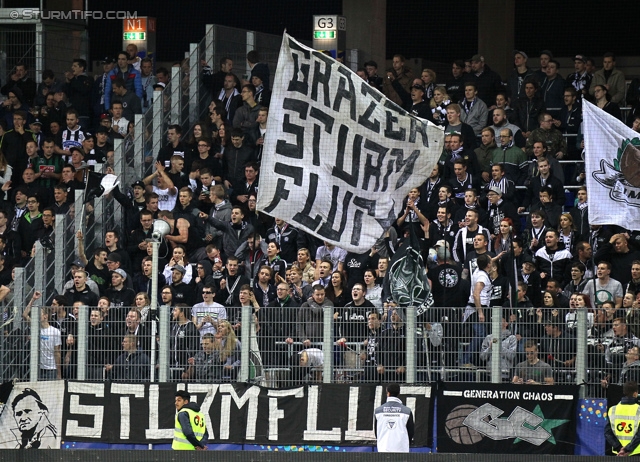 St. Poelten - Sturm Graz
OEFB Cup, Halbfinale, SKN St. Poelten - SK Sturm Graz, Arena St. Poelten, 07.05.2014. 

Foto zeigt Fans von Sturm
