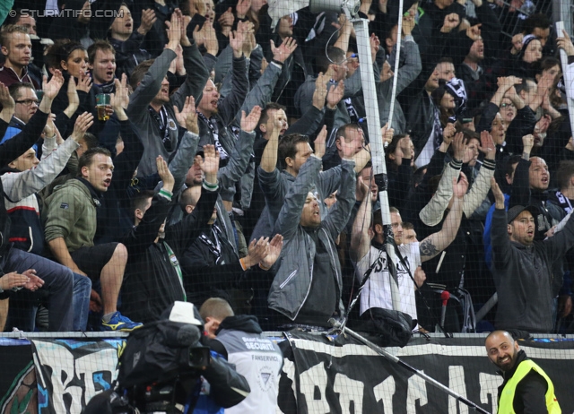 St. Poelten - Sturm Graz
OEFB Cup, Halbfinale, SKN St. Poelten - SK Sturm Graz, Arena St. Poelten, 07.05.2014. 

Foto zeigt Fans von Sturm
