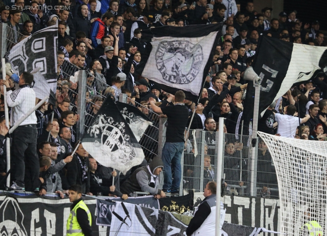 St. Poelten - Sturm Graz
OEFB Cup, Halbfinale, SKN St. Poelten - SK Sturm Graz, Arena St. Poelten, 07.05.2014. 

Foto zeigt Fans von Sturm
