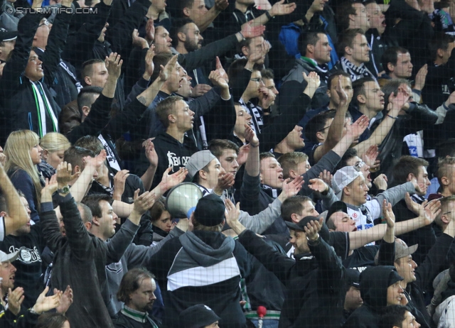 St. Poelten - Sturm Graz
OEFB Cup, Halbfinale, SKN St. Poelten - SK Sturm Graz, Arena St. Poelten, 07.05.2014. 

Foto zeigt Fans von Sturm
