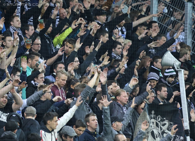 St. Poelten - Sturm Graz
OEFB Cup, Halbfinale, SKN St. Poelten - SK Sturm Graz, Arena St. Poelten, 07.05.2014. 

Foto zeigt Fans von Sturm
