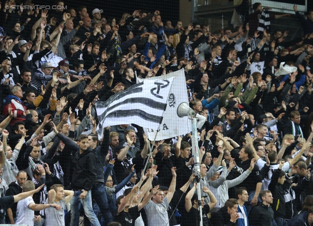 St. Poelten - Sturm Graz
OEFB Cup, Halbfinale, SKN St. Poelten - SK Sturm Graz, Arena St. Poelten, 07.05.2014. 

Foto zeigt Fans von Sturm
