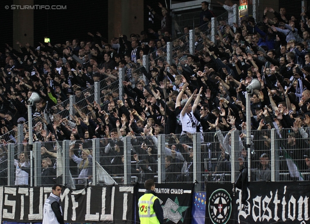 St. Poelten - Sturm Graz
OEFB Cup, Halbfinale, SKN St. Poelten - SK Sturm Graz, Arena St. Poelten, 07.05.2014. 

Foto zeigt Fans von Sturm
