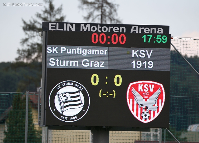 Sturm Graz - Kapfenberg
Testspiel,  SK Sturm Graz - Kapfenberger SV, Arena Krottendorf, 23.07.2014. 

Foto zeigt die Anzeigetafel
