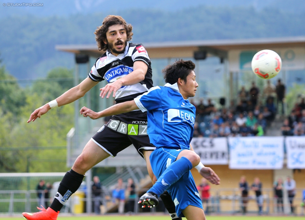 Schwaz - Sturm Graz
OEFB Cup, 1. Runde, SC Schwaz - SK Sturm Graz, Silberstadtarena Schwaz, 11.07.2014. 

Foto zeigt Naim Sharifi (Sturm)
Schlüsselwörter: kopfball