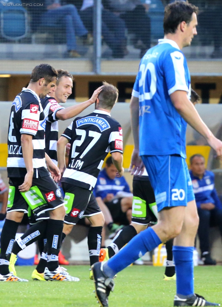 Schwaz - Sturm Graz
OEFB Cup, 1. Runde, SC Schwaz - SK Sturm Graz, Silberstadtarena Schwaz, 11.07.2014. 

Foto zeigt Anel Hadzic (Sturm), Daniel Beichler (Sturm) und Christian Klem (Sturm)
