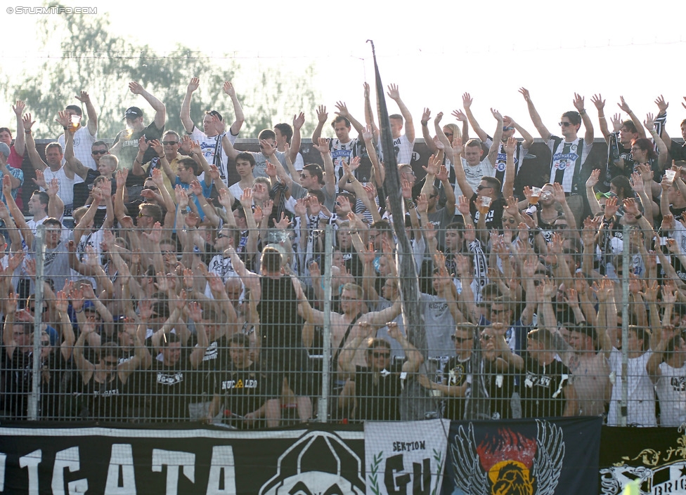 Altach - Sturm Graz
Oesterreichische Fussball Bundesliga, 1. Runde, SC Rheindorf Altach - SK Sturm Graz, Stadion Schnabelholz Altach, 19.07.2014. 

Foto zeigt Fans von Sturm
