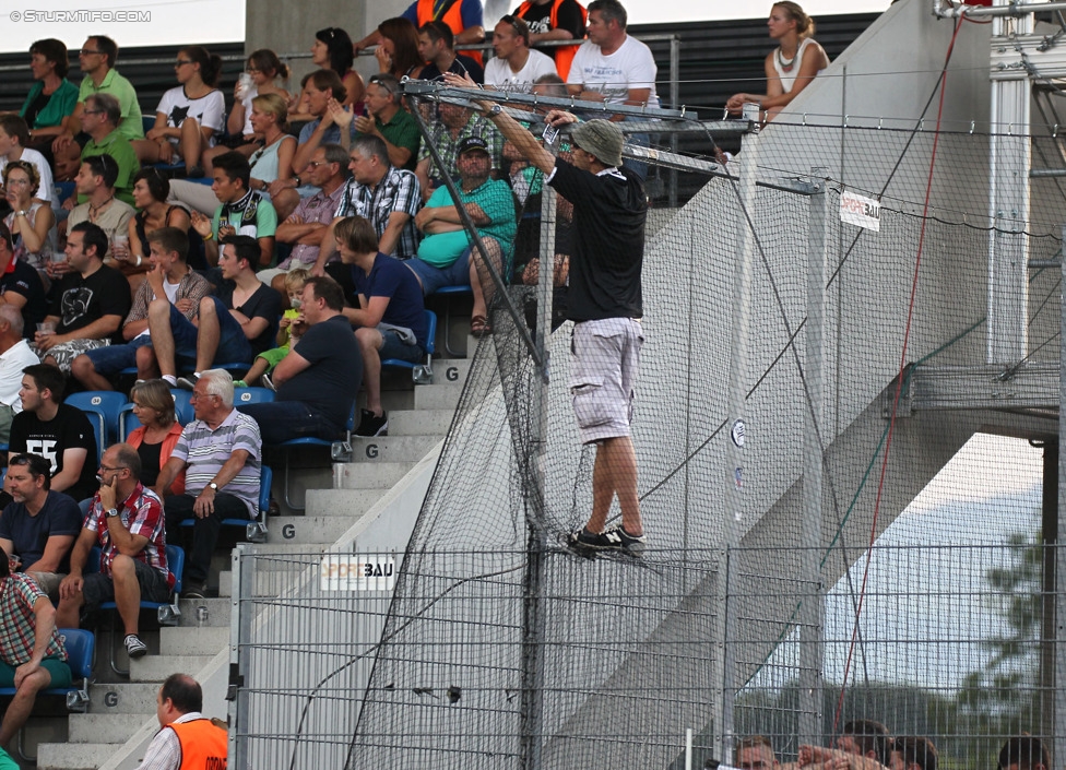 Altach - Sturm Graz
Oesterreichische Fussball Bundesliga, 1. Runde, SC Rheindorf Altach - SK Sturm Graz, Stadion Schnabelholz Altach, 19.07.2014. 

Foto zeigt Fans von Sturm
