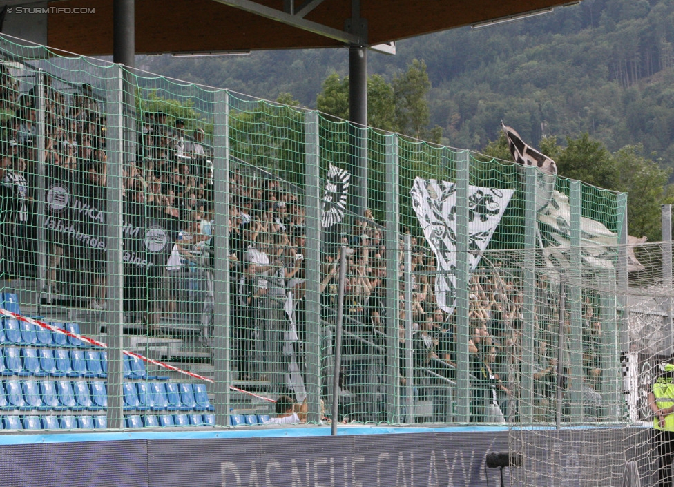 Groedig - Sturm Graz
Oesterreichische Fussball Bundesliga, 2. Runde, SV Groedig - SK Sturm Graz, Untersbergarena Groedig, 27.07.2014. 

Foto zeigt Fans von Sturm
