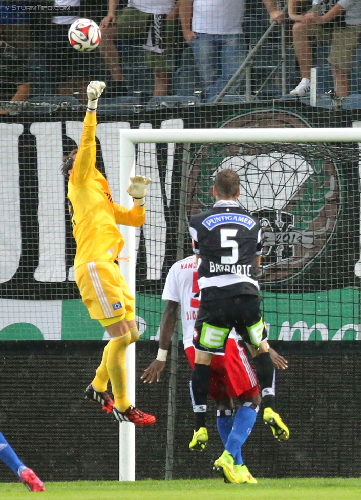 Sturm Graz - Hamburger SV
Testspiel,  SK Sturm Graz - Hamburger SV, Stadion Liebenau Graz, 30.07.2014. 

Foto zeigt Rene Adler (Hamburg) und Tomislav Barbaric (Sturm) 
