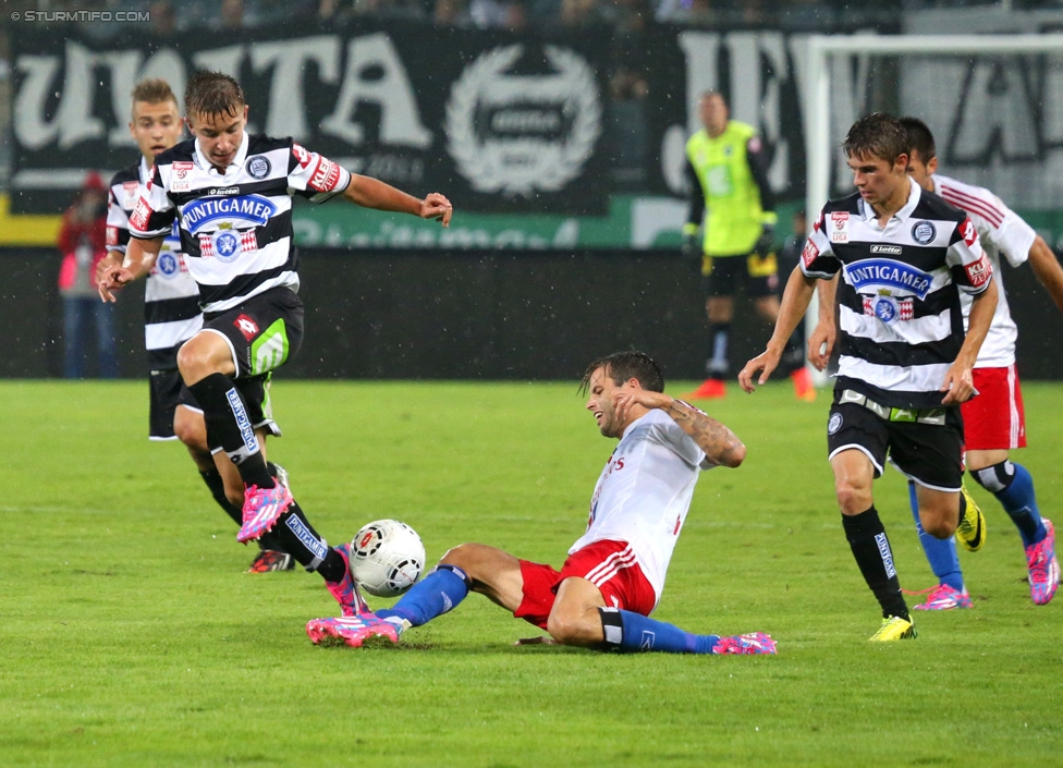 Sturm Graz - Hamburger SV
Testspiel,  SK Sturm Graz - Hamburger SV, Stadion Liebenau Graz, 30.07.2014. 

Foto zeigt Benjamin Rosenberger (Sturm) und Andreas Gruber (Sturm)
