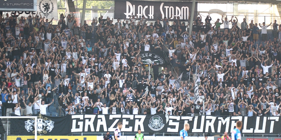 Sturm Graz - Wiener Neustadt
Oesterreichische Fussball Bundesliga, 3. Runde, SK Sturm Graz - SC Wiener Neustadt, Stadion Liebenau Graz, 02.08.2014. 

Foto zeigt Fans von Sturm
