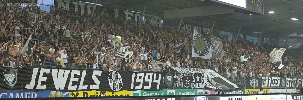 Sturm Graz - Wiener Neustadt
Oesterreichische Fussball Bundesliga, 3. Runde, SK Sturm Graz - SC Wiener Neustadt, Stadion Liebenau Graz, 02.08.2014. 

Foto zeigt Fans von Sturm
