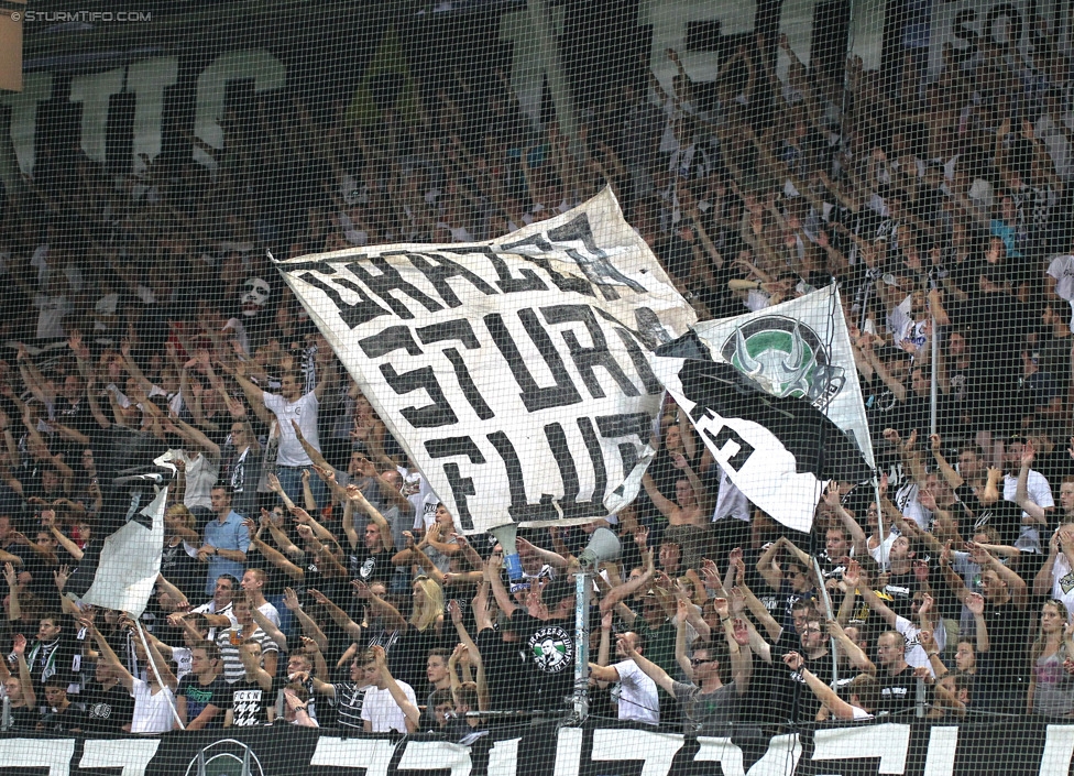 Sturm Graz - Wiener Neustadt
Oesterreichische Fussball Bundesliga, 3. Runde, SK Sturm Graz - SC Wiener Neustadt, Stadion Liebenau Graz, 02.08.2014. 

Foto zeigt Fans von Sturm
