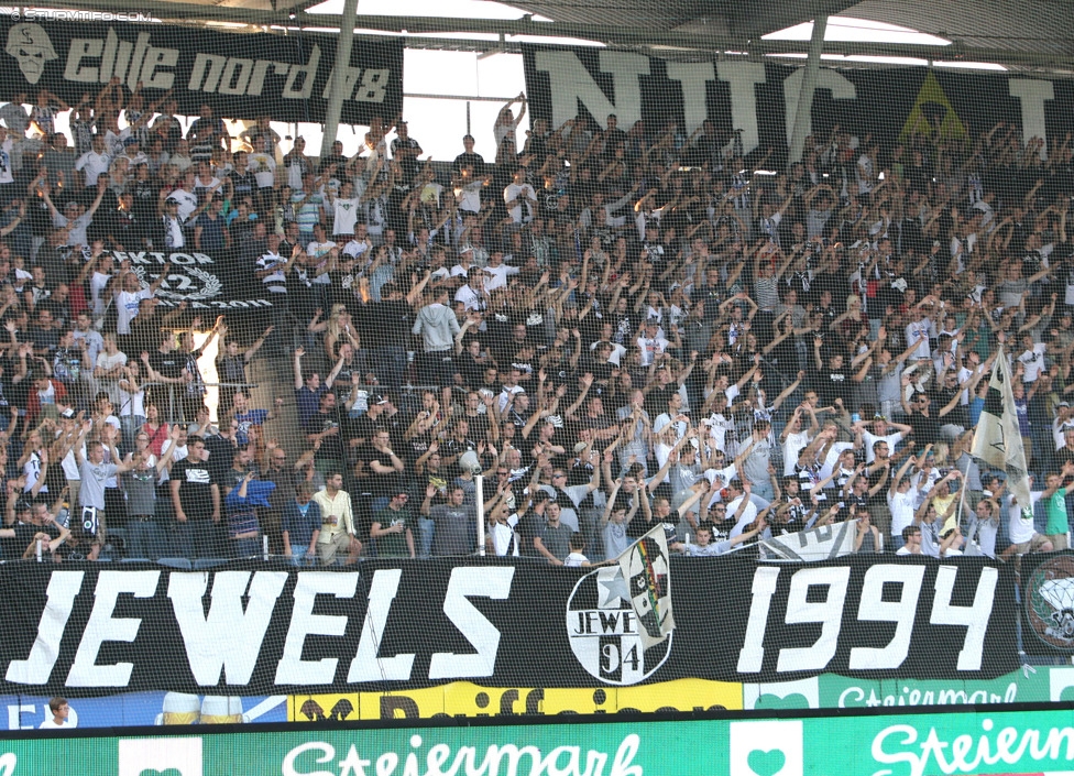 Sturm Graz - Wiener Neustadt
Oesterreichische Fussball Bundesliga, 3. Runde, SK Sturm Graz - SC Wiener Neustadt, Stadion Liebenau Graz, 02.08.2014. 

Foto zeigt Fans von Sturm
