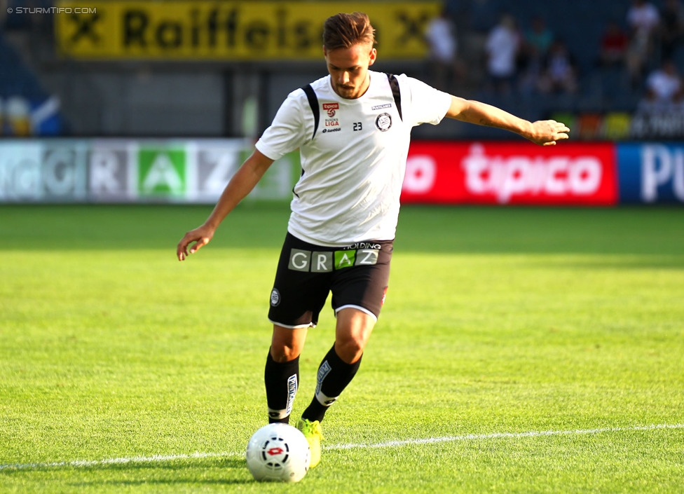 Sturm Graz - Wiener Neustadt
Oesterreichische Fussball Bundesliga, 3. Runde, SK Sturm Graz - SC Wiener Neustadt, Stadion Liebenau Graz, 02.08.2014. 

Foto zeigt Lukas Spendlhofer (Sturm)
