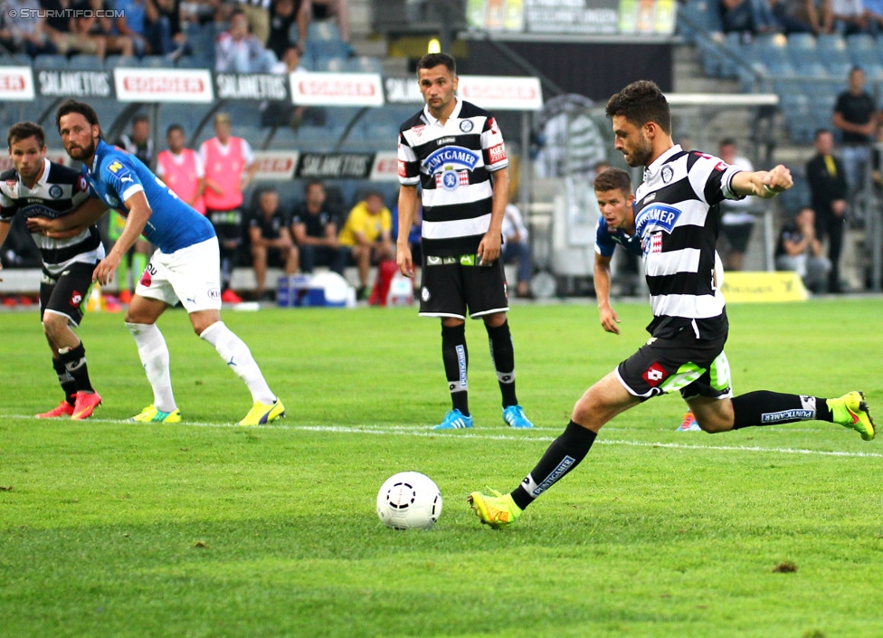 Sturm Graz - Wiener Neustadt
Oesterreichische Fussball Bundesliga, 3. Runde, SK Sturm Graz - SC Wiener Neustadt, Stadion Liebenau Graz, 02.08.2014. 

Foto zeigt Marco Djuricin (Sturm)
Schlüsselwörter: elfmeter