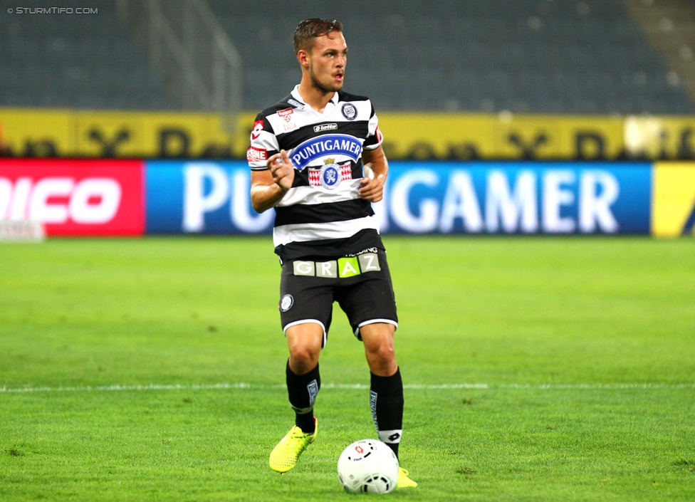 Sturm Graz - Wiener Neustadt
Oesterreichische Fussball Bundesliga, 3. Runde, SK Sturm Graz - SC Wiener Neustadt, Stadion Liebenau Graz, 02.08.2014. 

Foto zeigt Lukas Spendlhofer (Sturm)
