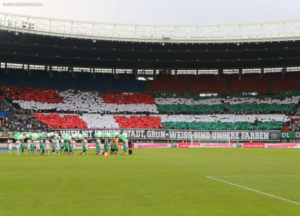 Rapid - Sturm Graz
Oesterreichische Fussball Bundesliga, 4. Runde, SK Rapid Wien - SK Sturm Graz, Ernst-Happel-Stadion Wien, 09.08.2014. 

Foto zeigt Fans von Rapid mit einer Choreografie
