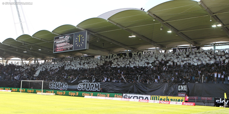 Sturm Graz - Austria Wien
Oesterreichische Fussball Bundesliga, 5. Runde, SK Sturm Graz - FK Austria Wien, Stadion Liebenau Graz, 17.08.2014. 

Foto zeigt Fans von Sturm mit einer Choreografie
