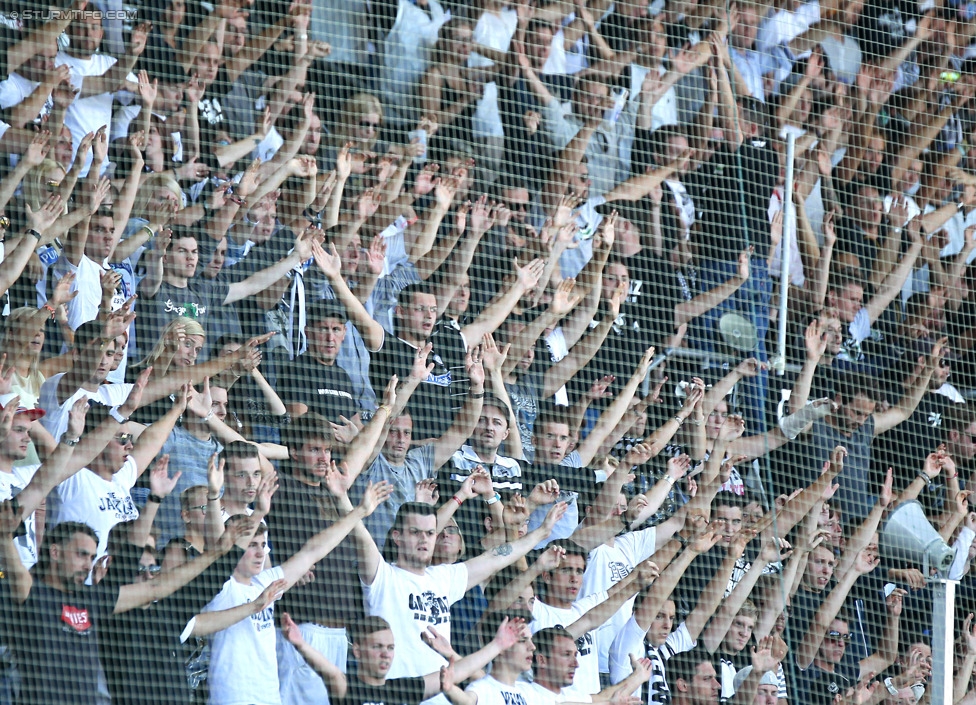 Sturm Graz - Austria Wien
Oesterreichische Fussball Bundesliga, 5. Runde, SK Sturm Graz - FK Austria Wien, Stadion Liebenau Graz, 17.08.2014. 

Foto zeigt Fans von Sturm
