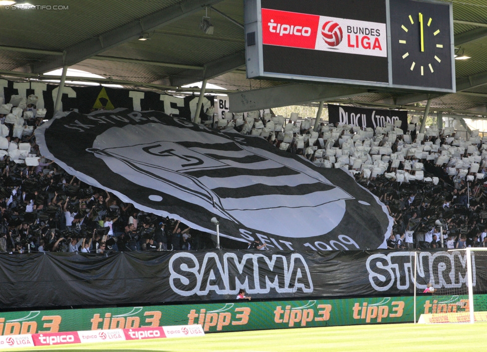 Sturm Graz - Austria Wien
Oesterreichische Fussball Bundesliga, 5. Runde, SK Sturm Graz - FK Austria Wien, Stadion Liebenau Graz, 17.08.2014. 

Foto zeigt Fans von Sturm mit einer Choreografie
