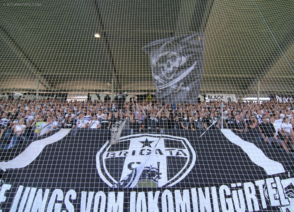 Sturm Graz - Austria Wien
Oesterreichische Fussball Bundesliga, 5. Runde, SK Sturm Graz - FK Austria Wien, Stadion Liebenau Graz, 17.08.2014. 

Foto zeigt Fans von Sturm
