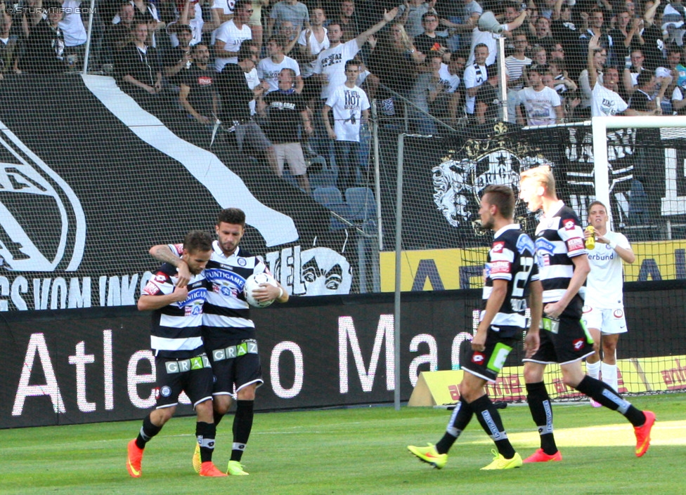 Sturm Graz - Austria Wien
Oesterreichische Fussball Bundesliga, 5. Runde, SK Sturm Graz - FK Austria Wien, Stadion Liebenau Graz, 17.08.2014. 

Foto zeigt David Schloffer (Sturm)
Schlüsselwörter: torjubel