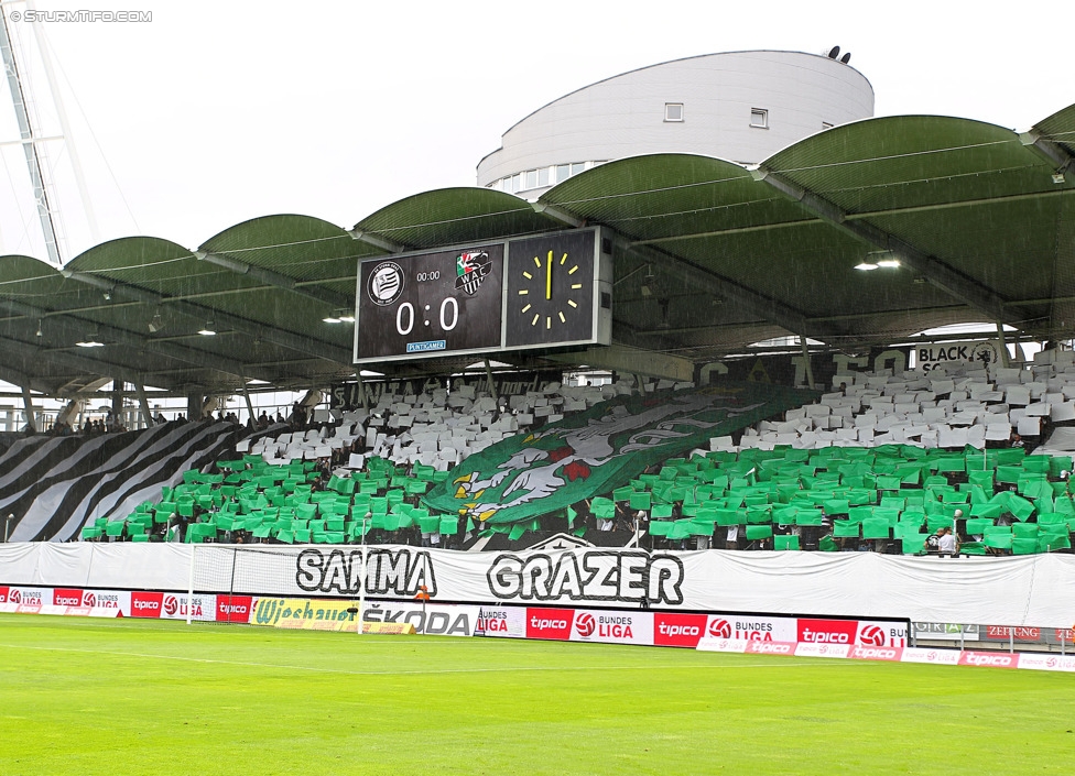 Sturm Graz - Wolfsberg
Oesterreichische Fussball Bundesliga, 6. Runde, SK Sturm Graz - Wolfsberger AC, Stadion Liebenau Graz, 23.08.2014. 

Foto zeigt Fans von Sturm mit einer Choreografie
