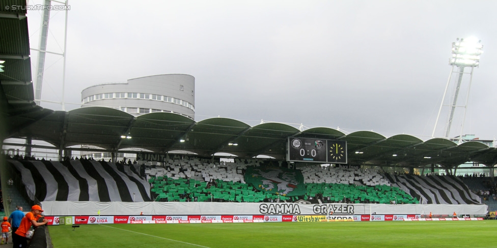 Sturm Graz - Wolfsberg
Oesterreichische Fussball Bundesliga, 6. Runde, SK Sturm Graz - Wolfsberger AC, Stadion Liebenau Graz, 23.08.2014. 

Foto zeigt Fans von Sturm mit einer Choreografie
