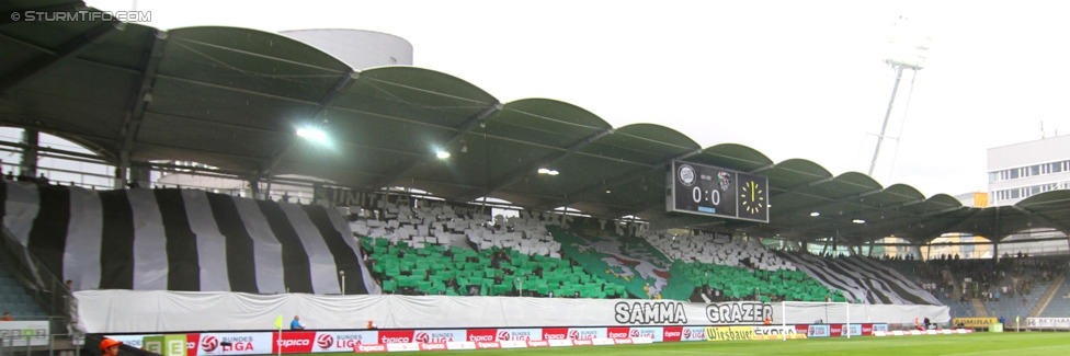 Sturm Graz - Wolfsberg
Oesterreichische Fussball Bundesliga, 6. Runde, SK Sturm Graz - Wolfsberger AC, Stadion Liebenau Graz, 23.08.2014. 

Foto zeigt Fans von Sturm mit einer Choreografie

