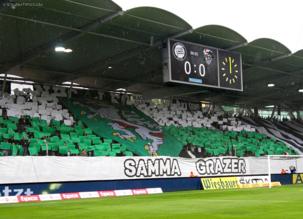 Sturm Graz - Wolfsberg
Oesterreichische Fussball Bundesliga, 6. Runde, SK Sturm Graz - Wolfsberger AC, Stadion Liebenau Graz, 23.08.2014. 

Foto zeigt Fans von Sturm mit einer Choreografie
