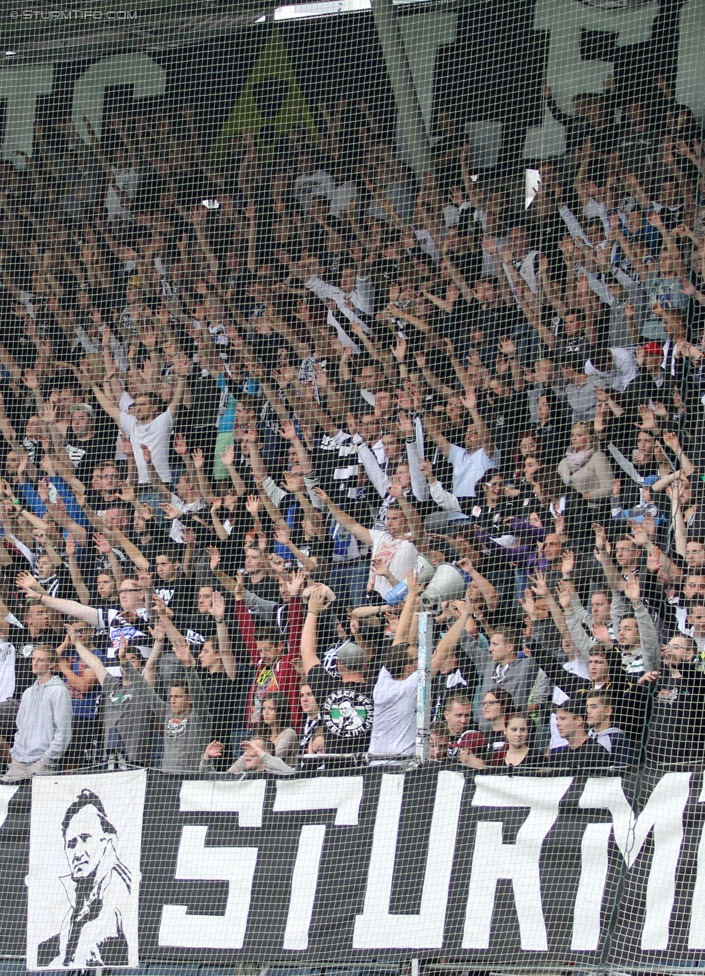 Sturm Graz - Wolfsberg
Oesterreichische Fussball Bundesliga, 6. Runde, SK Sturm Graz - Wolfsberger AC, Stadion Liebenau Graz, 23.08.2014. 

Foto zeigt Fans von Sturm
