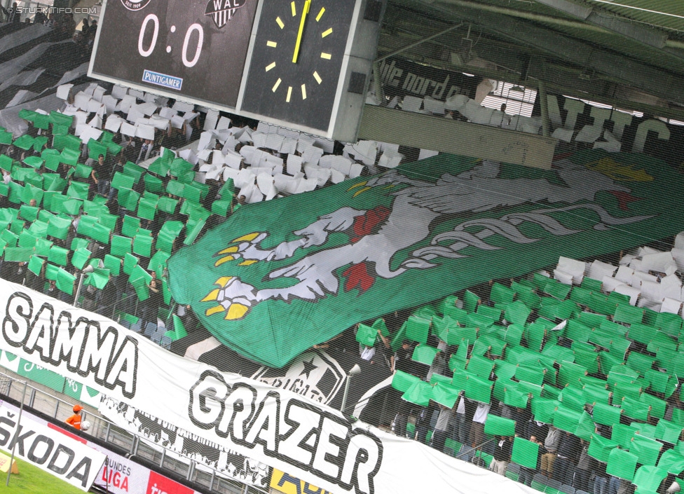 Sturm Graz - Wolfsberg
Oesterreichische Fussball Bundesliga, 6. Runde, SK Sturm Graz - Wolfsberger AC, Stadion Liebenau Graz, 23.08.2014. 

Foto zeigt Fans von Sturm mit einer Choreografie
