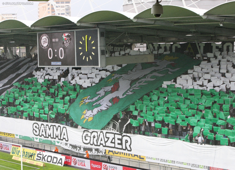 Sturm Graz - Wolfsberg
Oesterreichische Fussball Bundesliga, 6. Runde, SK Sturm Graz - Wolfsberger AC, Stadion Liebenau Graz, 23.08.2014. 

Foto zeigt Fans von Sturm mit einer Choreografie
