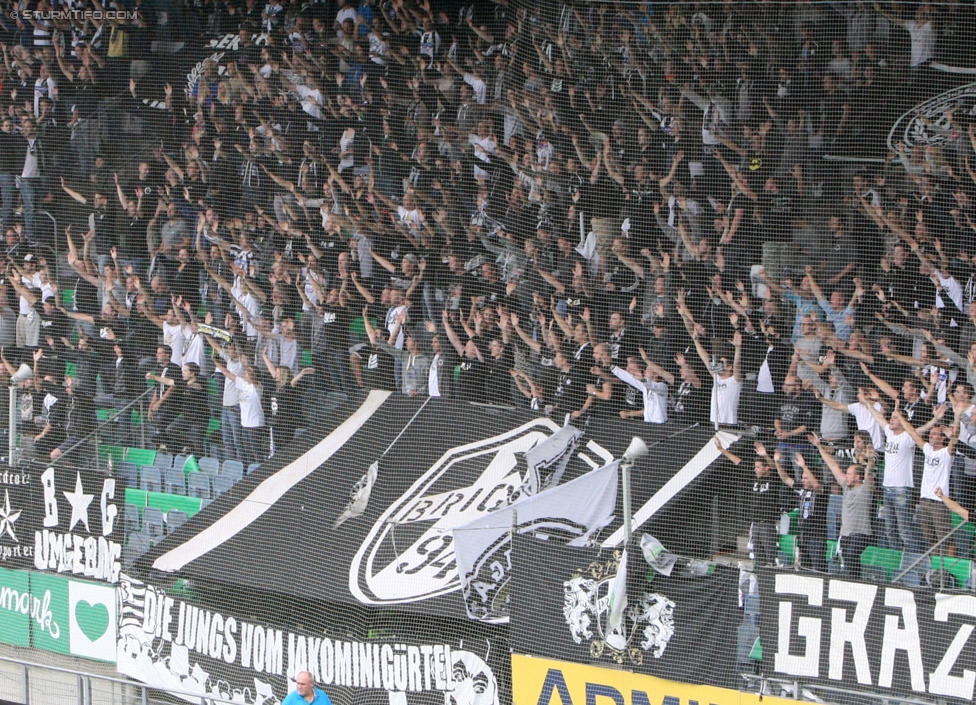 Sturm Graz - Wolfsberg
Oesterreichische Fussball Bundesliga, 6. Runde, SK Sturm Graz - Wolfsberger AC, Stadion Liebenau Graz, 23.08.2014. 

Foto zeigt Fans von Sturm
