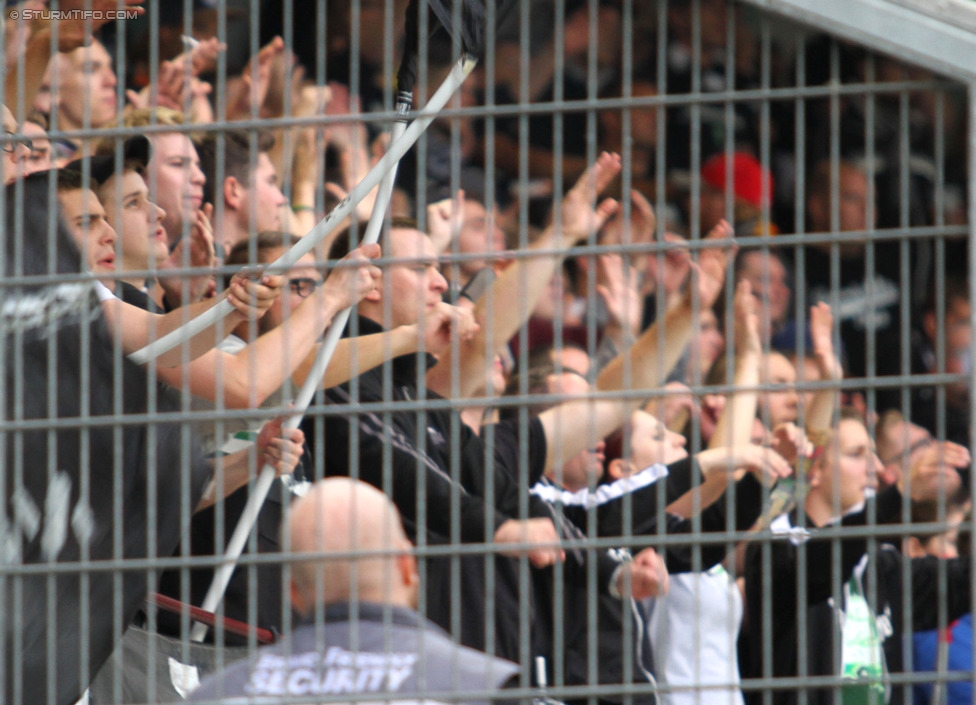 RB Salzburg - Sturm Graz
Oesterreichische Fussball Bundesliga, 7. Runde, FC RB Salzburg - SK Sturm Graz, Stadion Wals-Siezenheim, 30.08.2014. 

Foto zeigt Fans von Sturm
