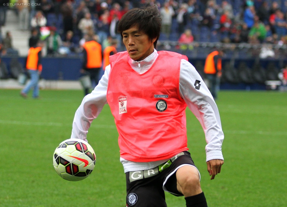 RB Salzburg - Sturm Graz
Oesterreichische Fussball Bundesliga, 7. Runde, FC RB Salzburg - SK Sturm Graz, Stadion Wals-Siezenheim, 30.08.2014. 

Foto zeigt Taisuke Akiyoshi (Sturm)
