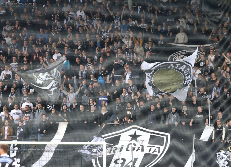 Sturm Graz - Admira Wacker
Oesterreichische Fussball Bundesliga, 8. Runde, SK Sturm Graz - FC Admira Wacker Moedling, Stadion Liebenau Graz, 13.09.2014. 

Foto zeigt Fans von Sturm
