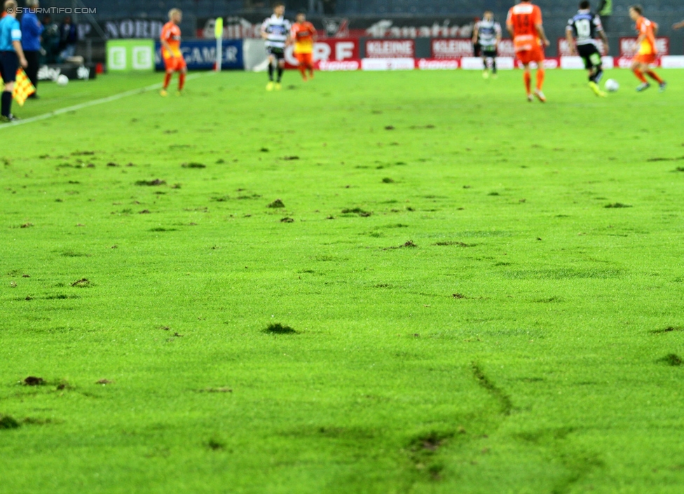 Sturm Graz - Admira Wacker
Oesterreichische Fussball Bundesliga, 8. Runde, SK Sturm Graz - FC Admira Wacker Moedling, Stadion Liebenau Graz, 13.09.2014. 

Foto zeigt den Rasen
Schlüsselwörter: wetter