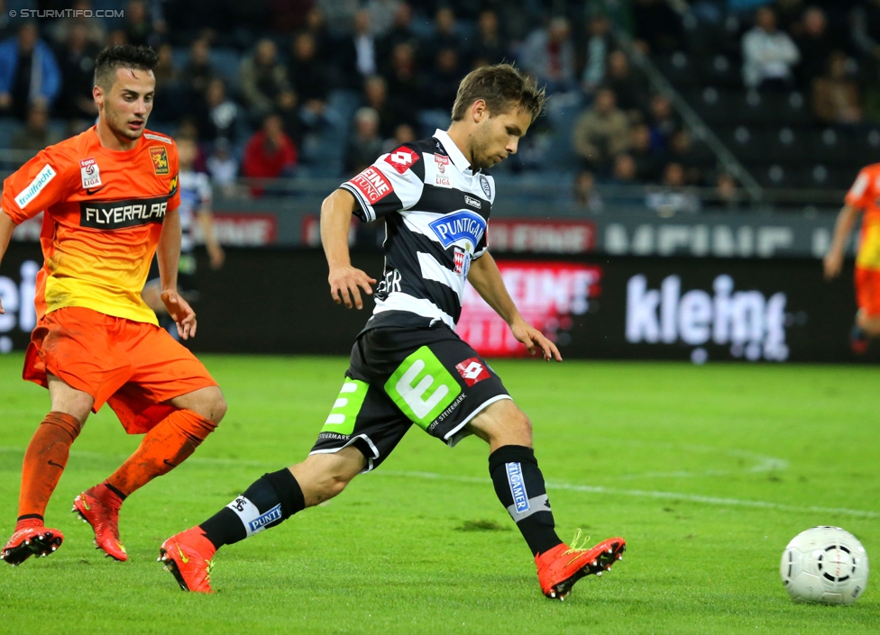 Sturm Graz - Admira Wacker
Oesterreichische Fussball Bundesliga, 8. Runde, SK Sturm Graz - FC Admira Wacker Moedling, Stadion Liebenau Graz, 13.09.2014. 

Foto zeigt David Schloffer (Sturm)
