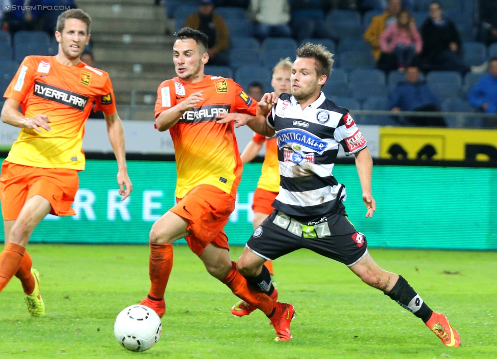 Sturm Graz - Admira Wacker
Oesterreichische Fussball Bundesliga, 8. Runde, SK Sturm Graz - FC Admira Wacker Moedling, Stadion Liebenau Graz, 13.09.2014. 

Foto zeigt David Schloffer (Sturm)
