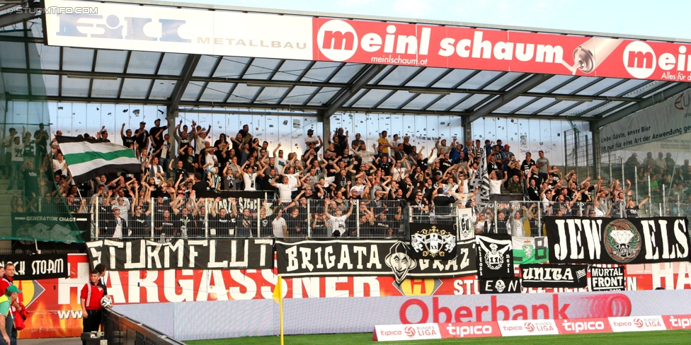 Ried - Sturm Graz
Oesterreichische Fussball Bundesliga, 9. Runde, SV Ried - SK Sturm Graz, Arena Ried, 20.09.2014. 

Foto zeigt Fans von Sturm
