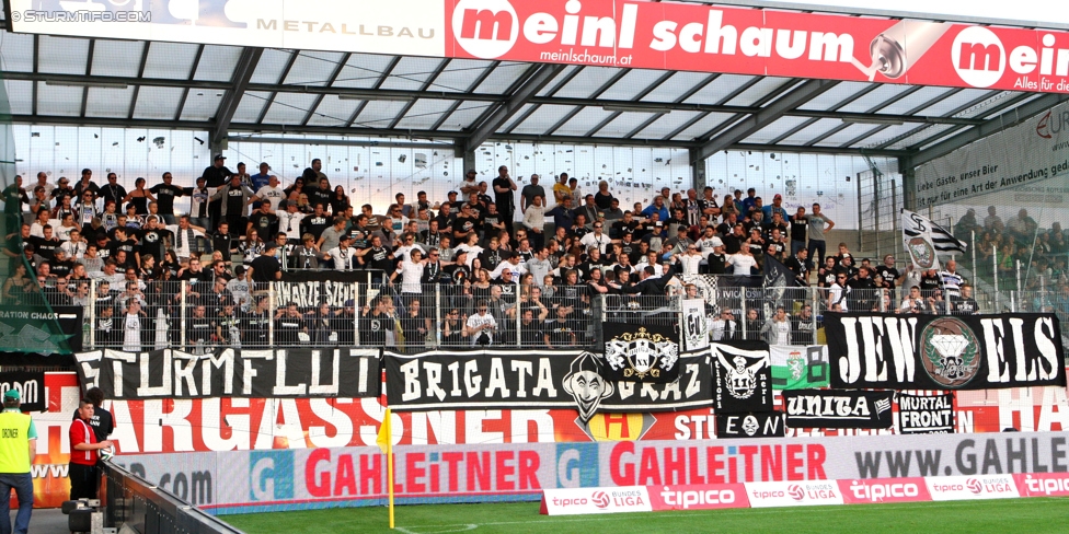 Ried - Sturm Graz
Oesterreichische Fussball Bundesliga, 9. Runde, SV Ried - SK Sturm Graz, Arena Ried, 20.09.2014. 

Foto zeigt Fans von Sturm
