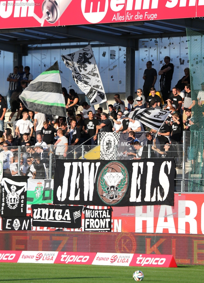 Ried - Sturm Graz
Oesterreichische Fussball Bundesliga, 9. Runde, SV Ried - SK Sturm Graz, Arena Ried, 20.09.2014. 

Foto zeigt Fans von Sturm
