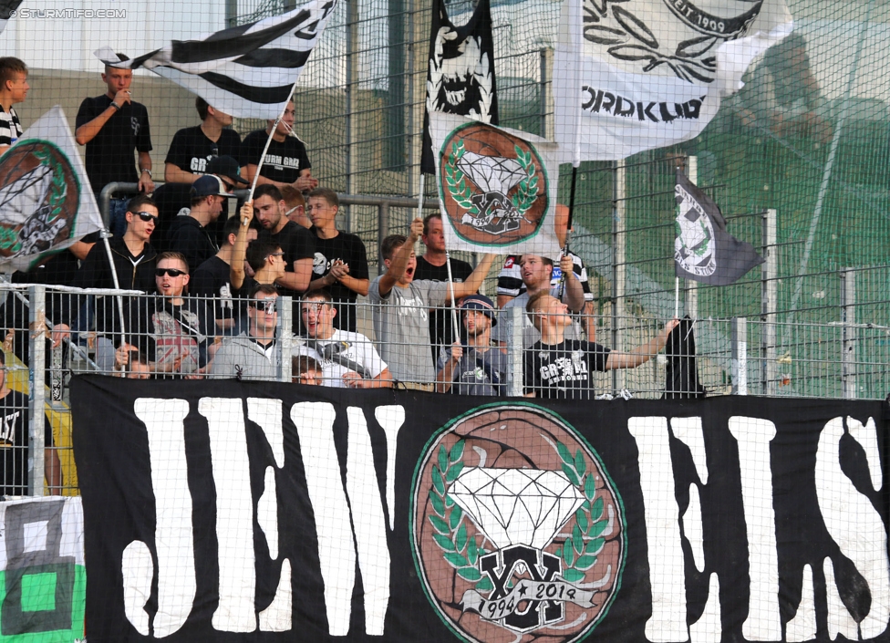 Ried - Sturm Graz
Oesterreichische Fussball Bundesliga, 9. Runde, SV Ried - SK Sturm Graz, Arena Ried, 20.09.2014. 

Foto zeigt Fans von Sturm
