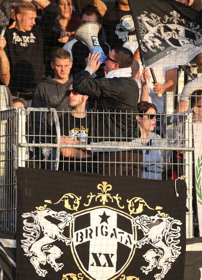 Ried - Sturm Graz
Oesterreichische Fussball Bundesliga, 9. Runde, SV Ried - SK Sturm Graz, Arena Ried, 20.09.2014. 

Foto zeigt Fans von Sturm
