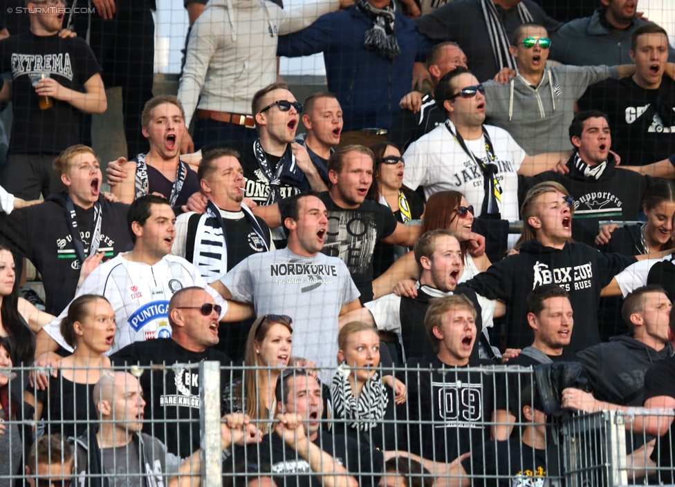 Ried - Sturm Graz
Oesterreichische Fussball Bundesliga, 9. Runde, SV Ried - SK Sturm Graz, Arena Ried, 20.09.2014. 

Foto zeigt Fans von Sturm
