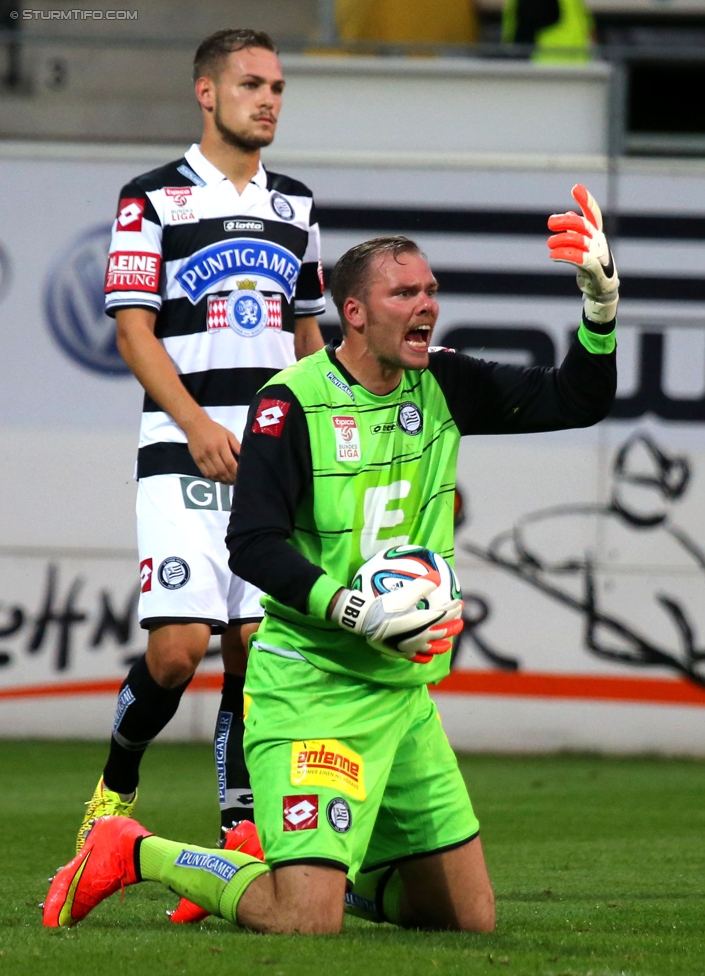 Ried - Sturm Graz
Oesterreichische Fussball Bundesliga, 9. Runde, SV Ried - SK Sturm Graz, Arena Ried, 20.09.2014. 

Foto zeigt Benedikt Pliquett (Sturm)
